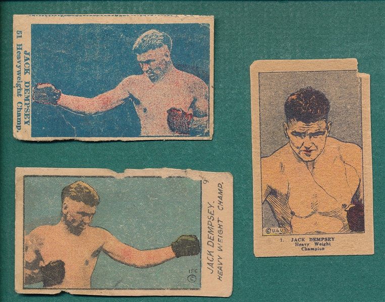 1920-28 Boxing Strip Cards Lot of (20) & T218 O'Toole, W/ (3) Jack Dempsey