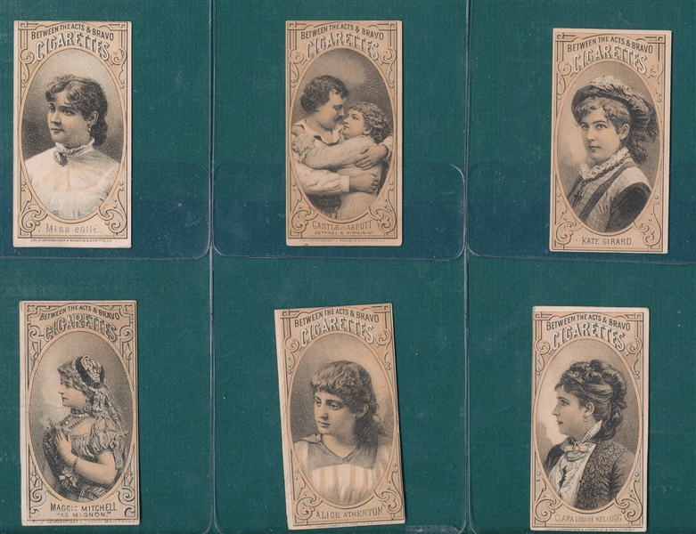 1880s N344 Actresses, Lot of (8), Between the Acts & Bravo Cigarettes