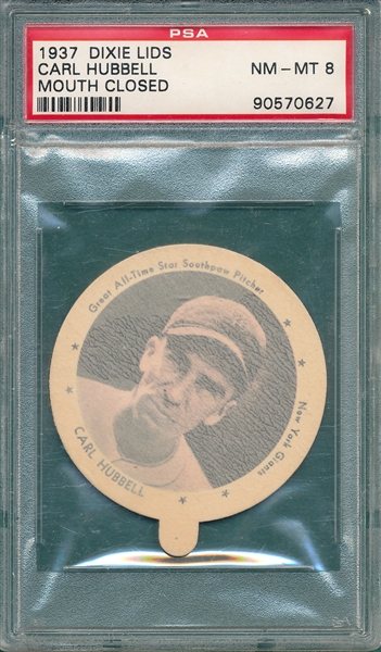 1937 Dixie Lids Carl Hubbell PSA 8 *Only One Graded Higher*