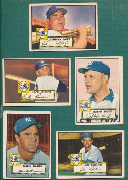 1952 Topps Yankees Lot of (6) W/ Mize