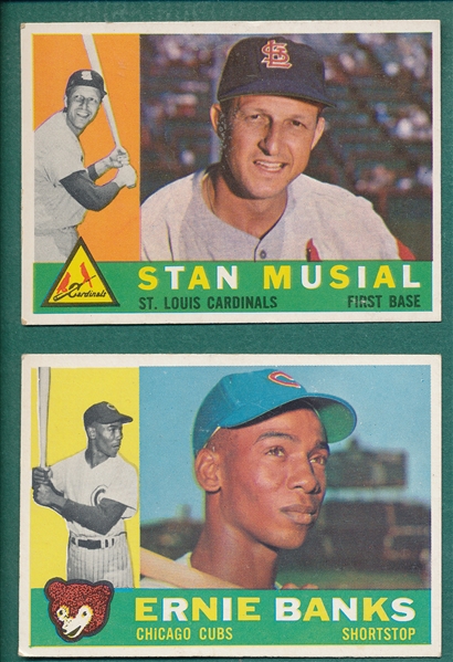 1960 Topps #10 Banks & #250 Musial, Lot of (2)