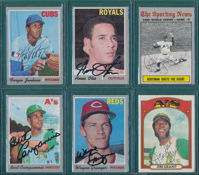 1970/72 Topps Lot of (6) Autographed Cards W/ Jenkins