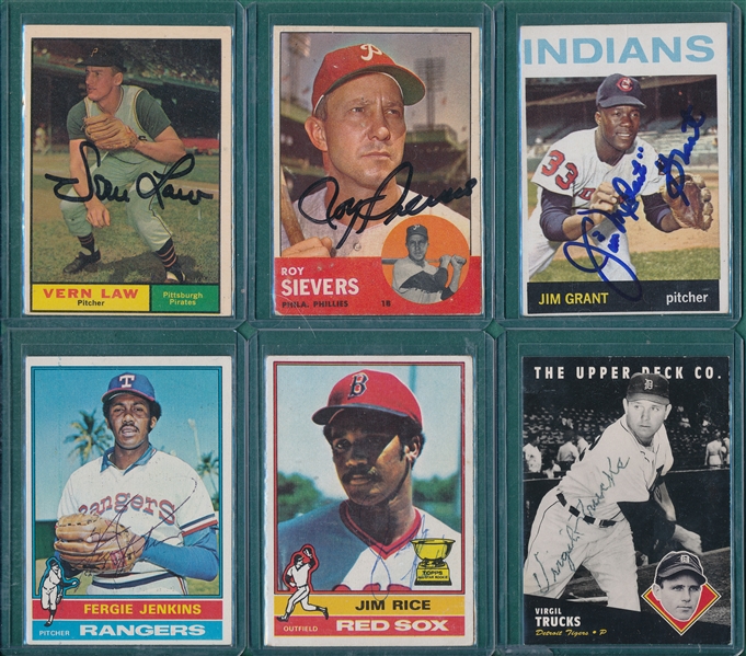 1970/72 Topps Lot of (6) Autographed Cards W/ 61T Vern Law