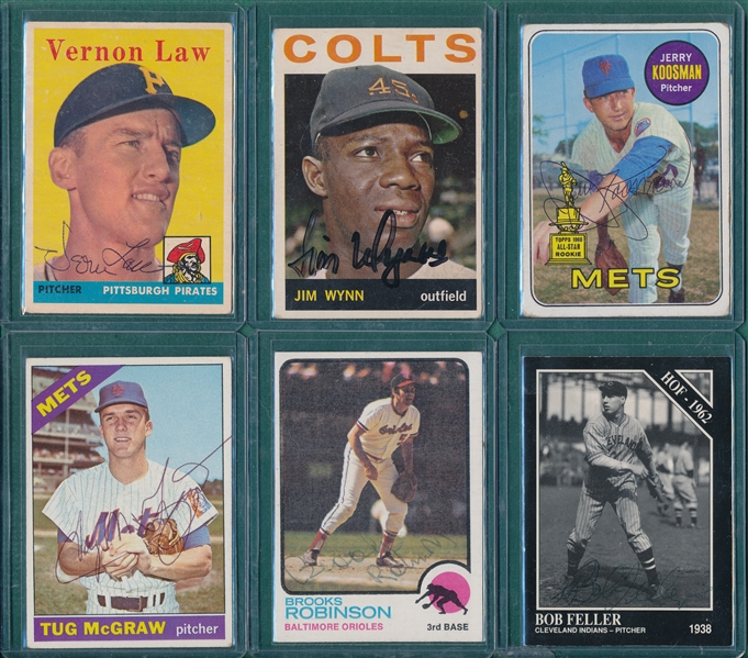 1970/72 Topps Lot of (6) Autographed Cards W/ 73T Brooks Robinson
