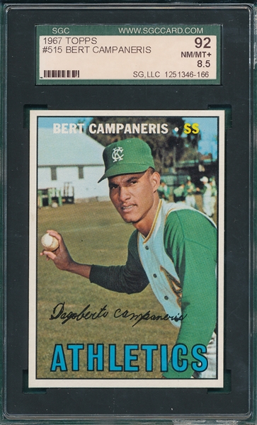 1967 Topps #515 Bert Campaneris SGC 92