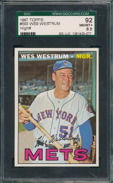 1967 Topps #593 Wes Westrum SGC 92 *High #*