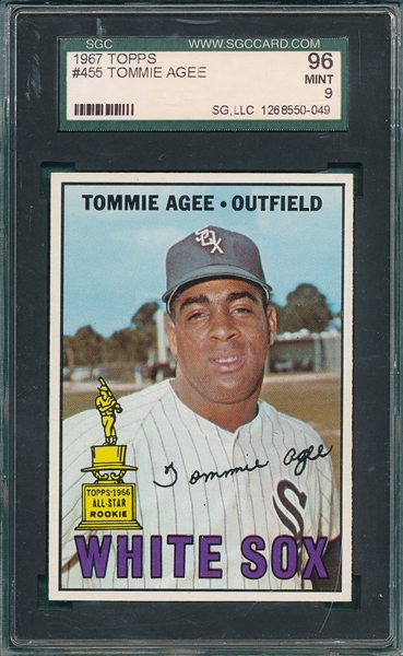 1967 Topps #455 Tommie Agee SGC 96 *MINT*