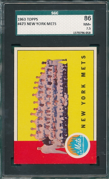 1963 Topps #473 Mets Team SGC 86 *High #*