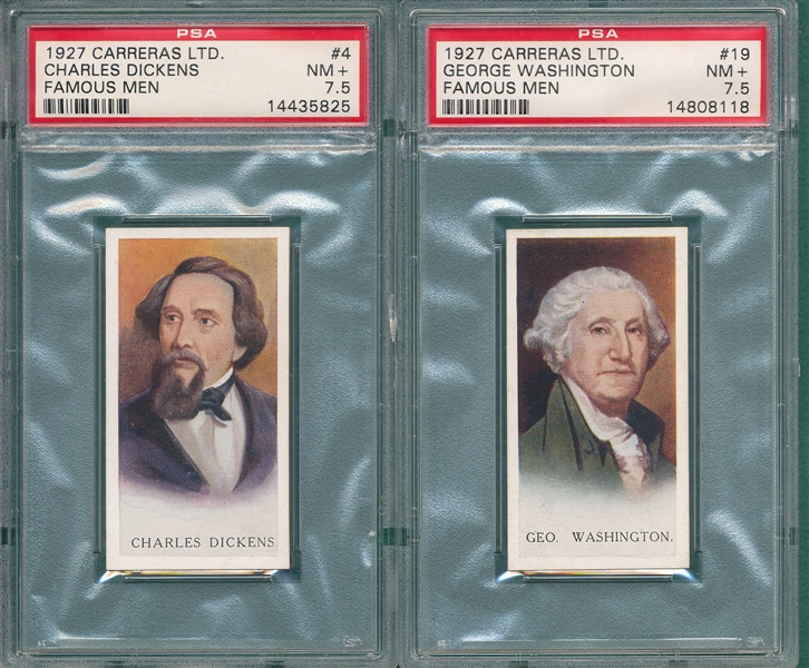 1927 Carreras LTD. #4 Dickens & #19 George Washington, PSA 7.5, Lot of (2)