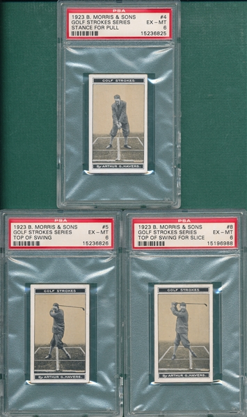 1923 B. Morris & Sons, Golf Cards, Lot of (9), PSA