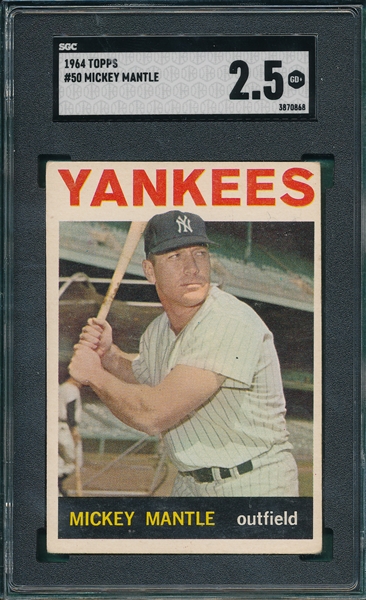 1964 Topps #50 Mickey Mantle SGC 2.5