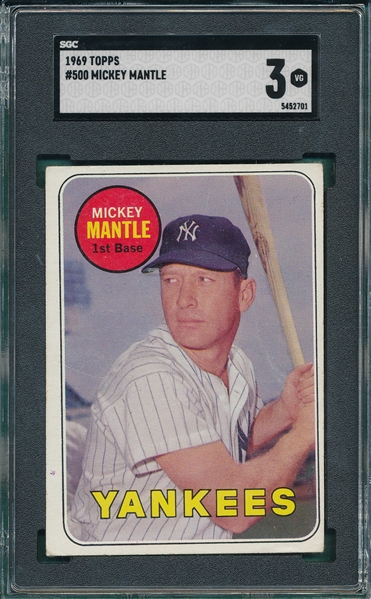 1969 Topps #500 Mickey Mantle SGC 3 *Yellow Letters*