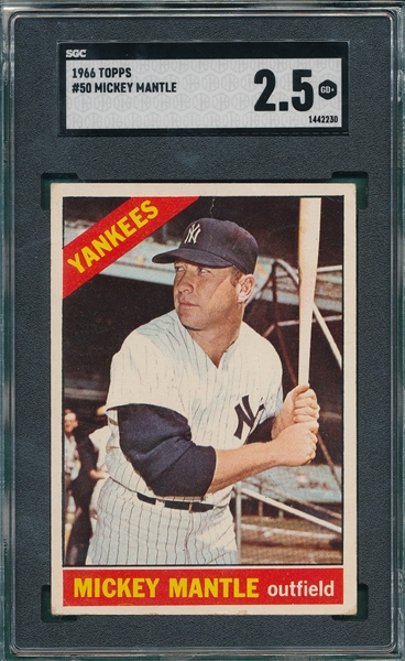 1966 Topps #50 Mickey Mantle SGC 2.5