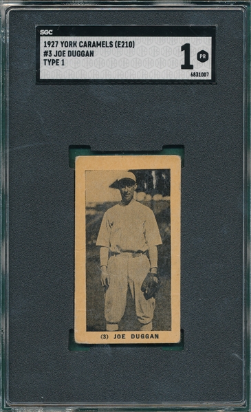 1927 E210-1 #3 Joe Duggan York Caramels SGC 1