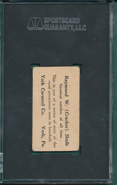 1927 E210-1 #23 Raymond Shalk York Caramels SGC 2