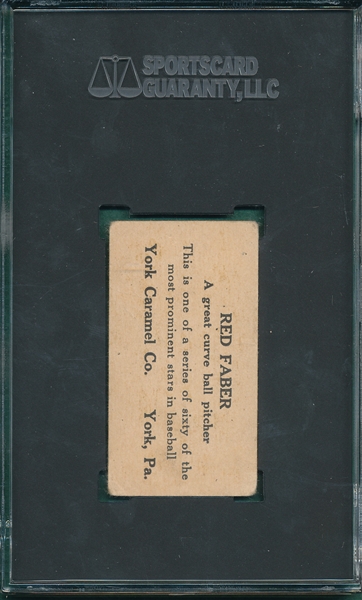 1927 E210-1 #4 Red Faber York Caramels SGC 2.5