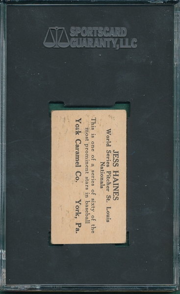 1927 E210-1 #30 Jess Haines York Caramels SGC 3