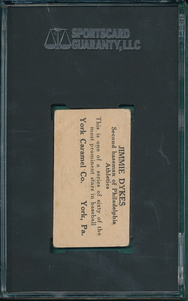 1927 E210-1 #51 Jimmie Dykes York Caramels SGC 1.5
