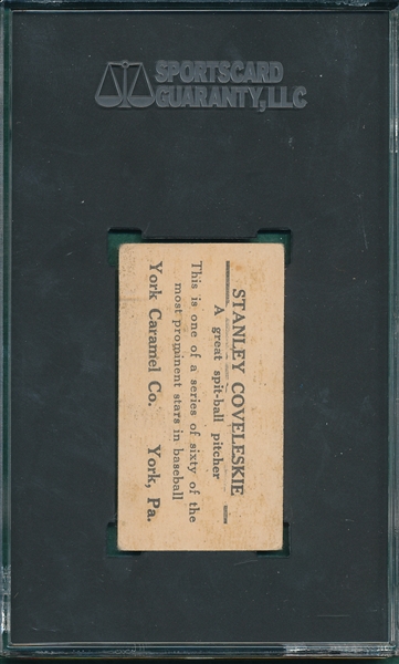 1927 E210-1 #57 Stanley Coveleskie York Caramels SGC 3