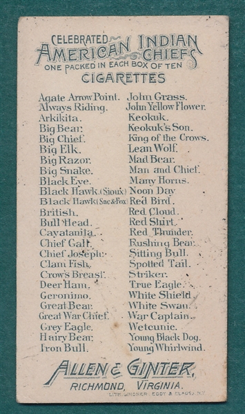 1888 N2 Keokuk Allen & Ginter Cigarettes