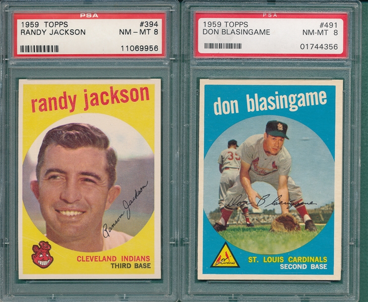 1959 Topps #394 Randy Jackson & #491 Blasingame, Lot of (2) PSA 8