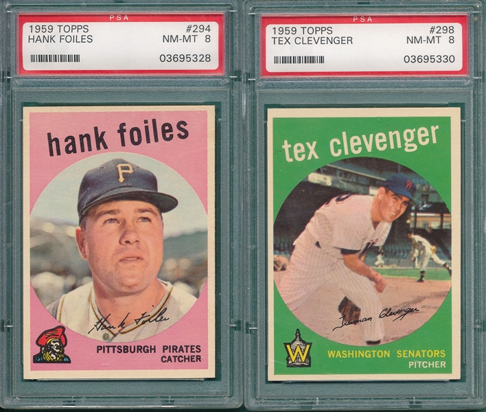 1959 Topps #294 Foiles & #298 Clevenger, Lot of (2) PSA 8