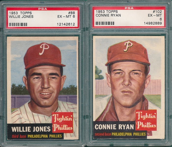 1953 Topps #88 Jones & #102 Ryan, Lot of (2) PSA 6