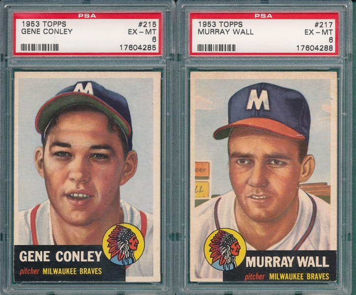 1953 Topps #215 Conley & #217 Wall, Lot of (2) PSA 6