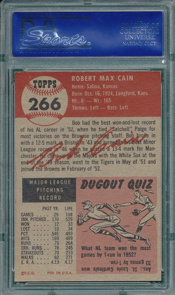 1953 Topps #266 Bob Cain PSA 7 *Hi #* *SP*