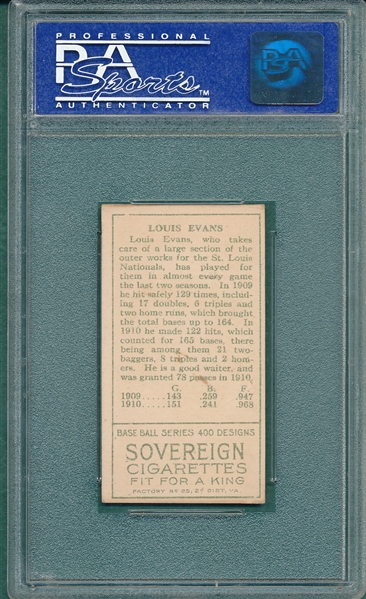 1911 T205 Evans Sovereign Cigarettes PSA 6