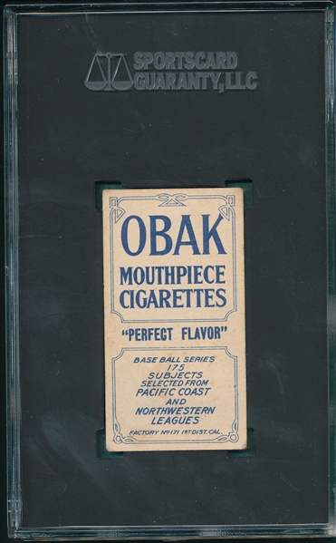 1910 T212-2 Perry Obak Cigarettes SGC 3.5