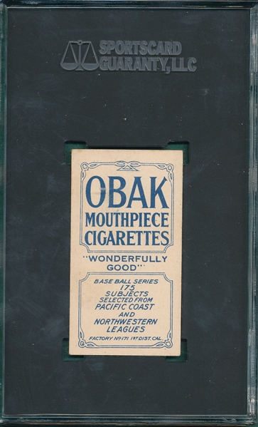 1910 T212-2 Ryan, J. Obak Cigarettes SGC 4