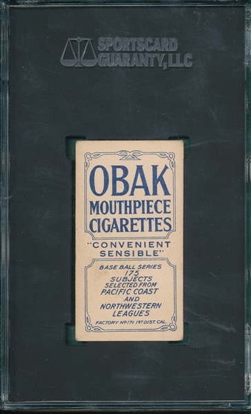 1910 T212-2 Miler, Seattle, Obak Cigarettes SGC 4