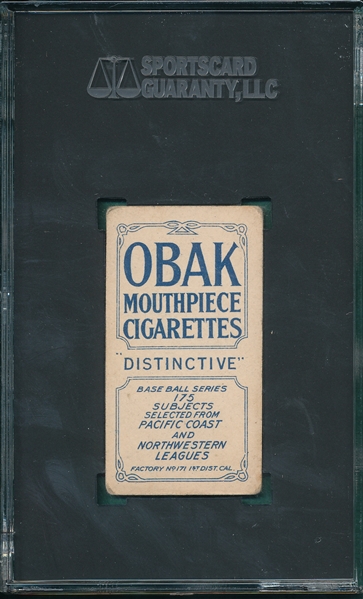 1910 T212-2 Lewis, SF, Obak Cigarettes SGC 3