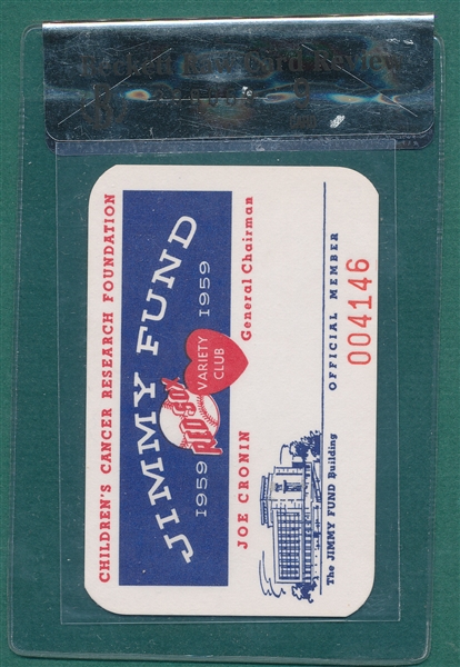 1959 Jimmy Fund Ted Williams Membership Card 