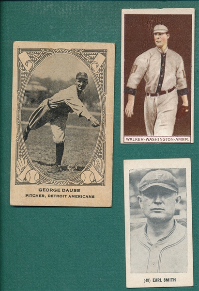 1912-28 Lot of (3) Type Cards W/ T207 Walker