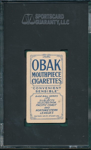 1910 T212-2 Blankenship Obak Cigarettes SGC 2.5