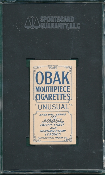 1910 T212-2 Nourse Obak Cigarettes SGC 3.5