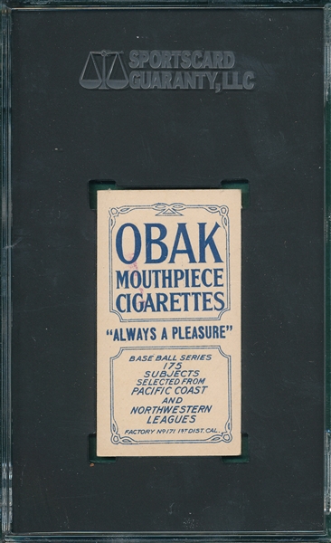 1910 T212-2 Boardman Obak Cigarettes SGC 4.5