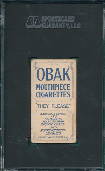1910 T212-2 Brackenridge Obak Cigarettes SGC 2.5