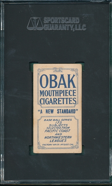 1910 T212-2 Mundorff Obak Cigarettes SGC Authentic