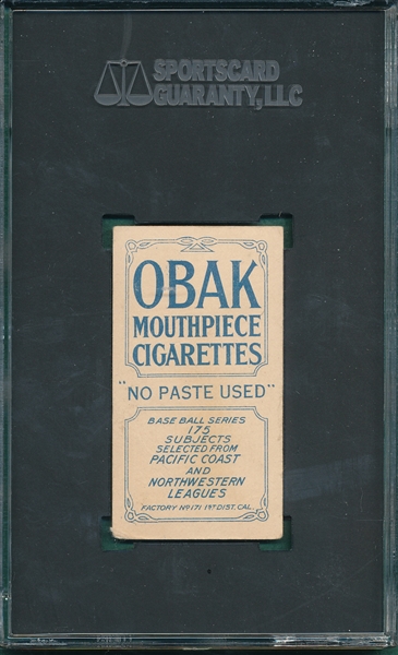 1910 T212-2 Tennant Obak Cigarettes SGC 2.5
