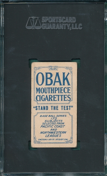 1910 T212-2 Flanagan Obak Cigarettes SGC 1.5