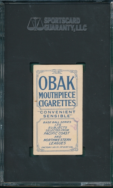 1910 T212-2 Nourse Obak Cigarettes SGC 3.5