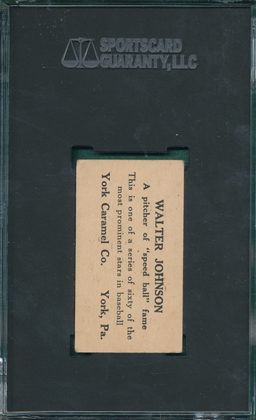 1927 E210-1 #45 Walter Johnson York Caramels SGC 2.5
