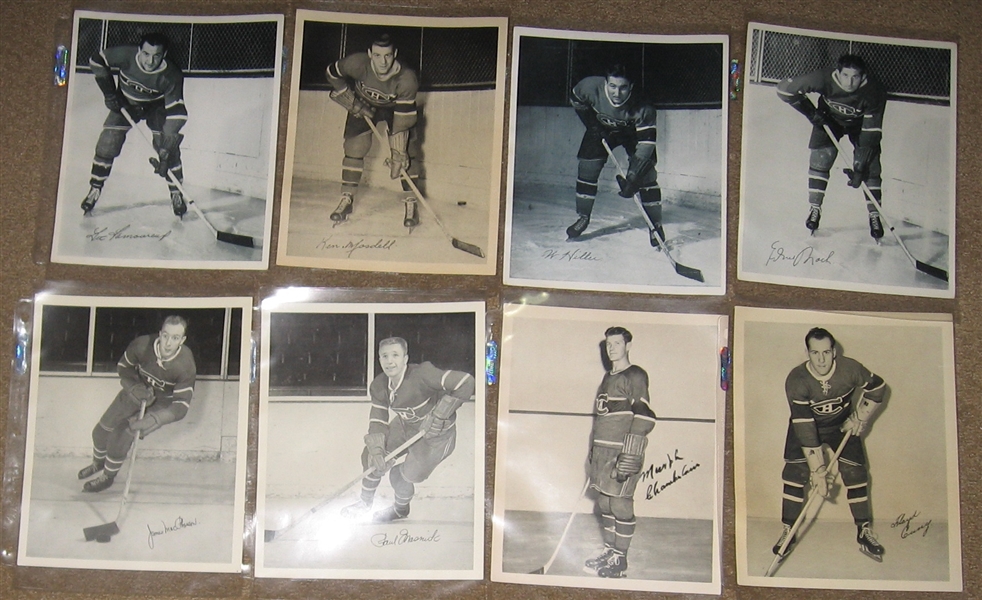 1945-54 Quaker Oats Hockey Photos, Montreal Canadiens, Lot of (15) W/ Toe Blake