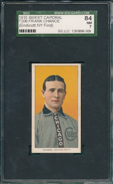1909-1911 T206 Frank Chance, Yellow Portrait, Sweet Caporal Cigarettes SGC 84