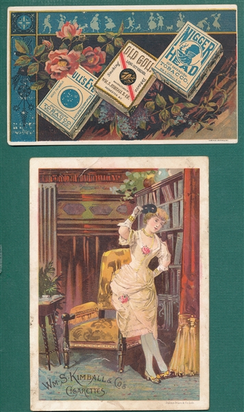 1880s Lot of (2) Cigarette Trade Cards W/ Wm S. Kimball & Co.