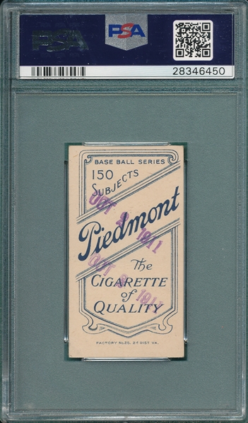 1909-1911 T206 Herzog, NY, Piedmont Cigarette PSA 3(MK) *Presents Better*