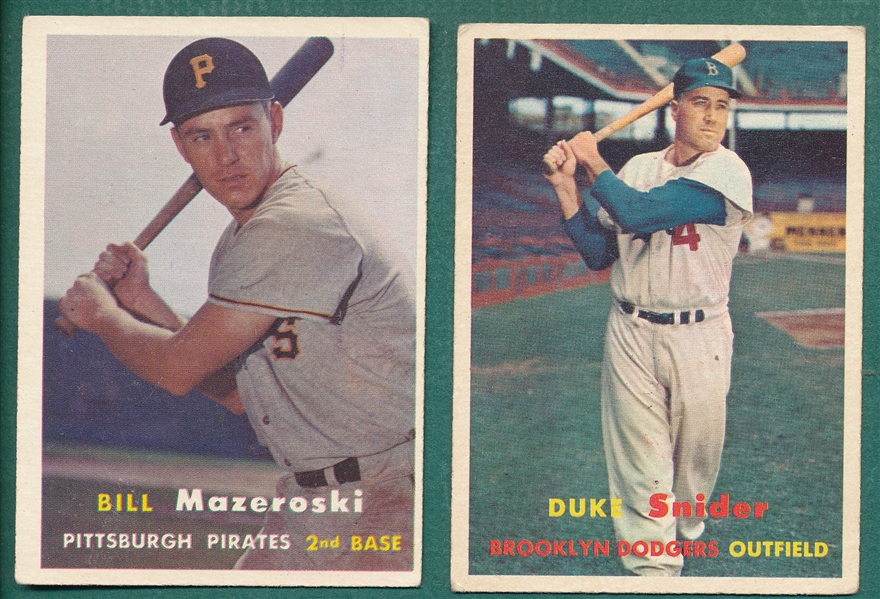 1957 Topps #24 Mazeroski, Rookie, & #170 Snider, Lot of (2)